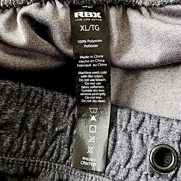 RBX Mens Jogging Pants Elastic Waist Two Pocket One Deep w/Zipper Gray Size XL - Picture 6 of 8